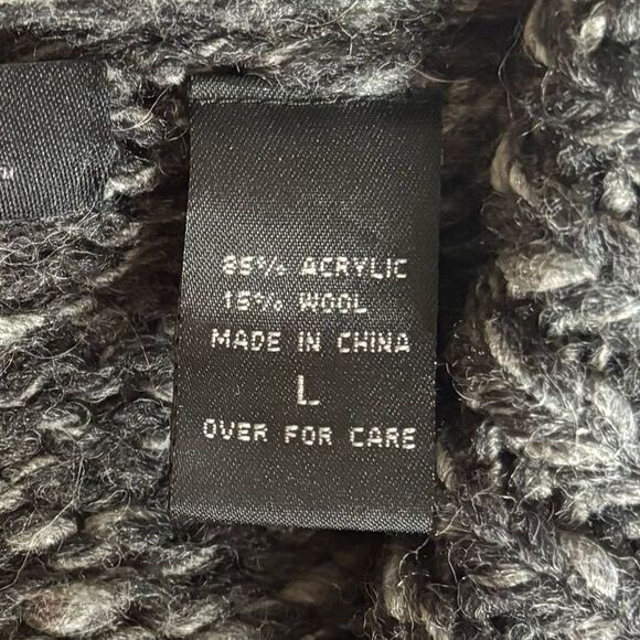 Vintage 90's Express Charcoal Grey Wool Blend Belted Longline Cardigan Sweater L - Picture 13 of 13